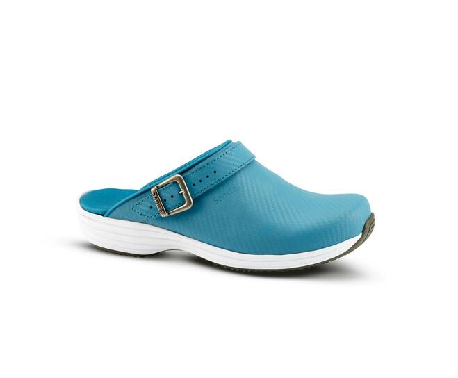 Wave Carbon klomp open met riempje en gesp aqua SANITA 8602