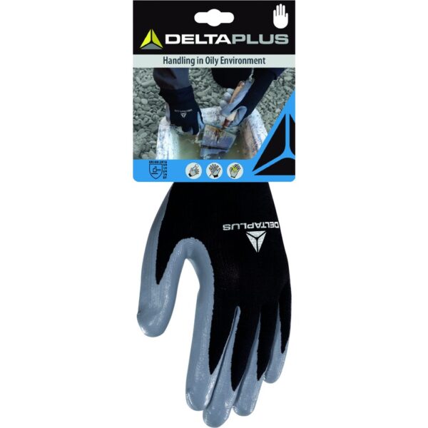 Gebreide handschoen met coating - Polyester - Glad Nitril - Jauge : 13 - DELTAPLUS - DPVE712GR