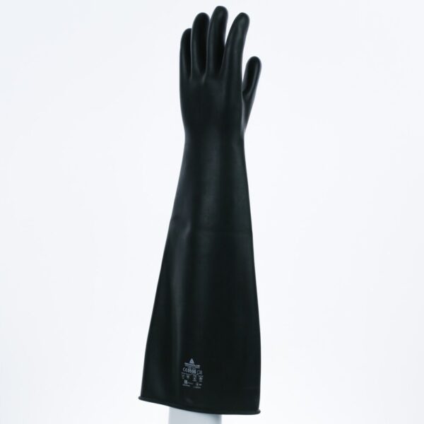 Poedervrije waterdichte handschoen niet-ondersteund - Glad latex - Lengte :  600   mm - DELTAPLUS - LA600 - Afbeelding 6