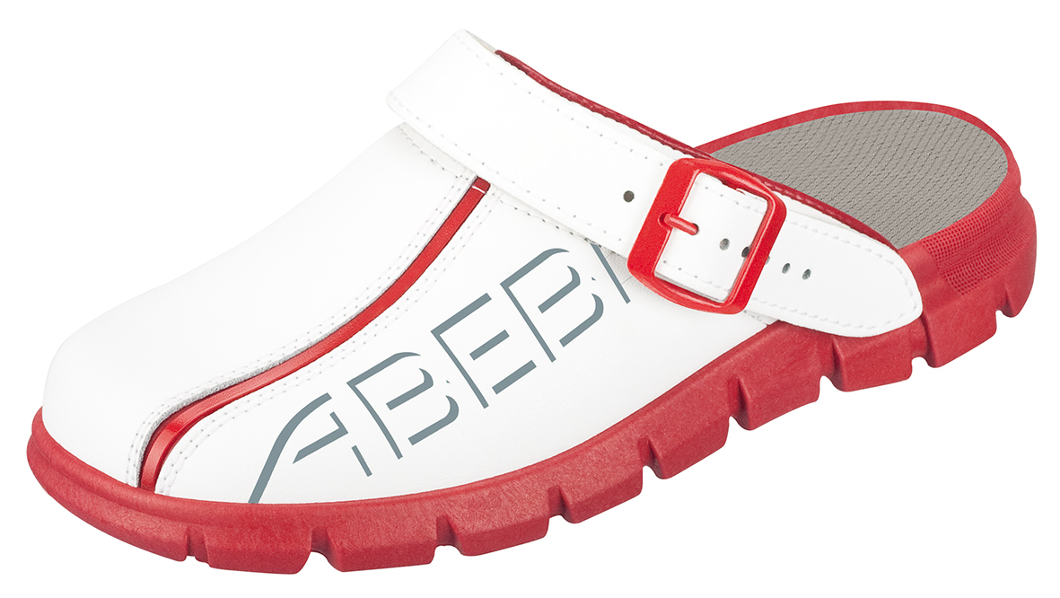 OB klomp wit/red met print - ABEBA - 7313