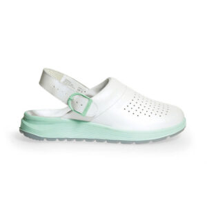OB Active klomp wit perforated met buckle fastening - ABEBA - 85080