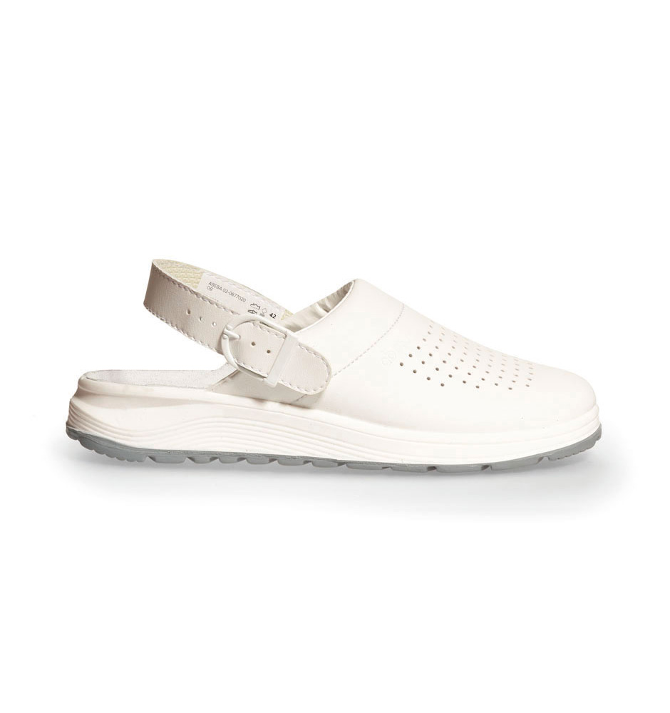 OB Active klomp wit perforated met buckle fastening - ABEBA - 877020