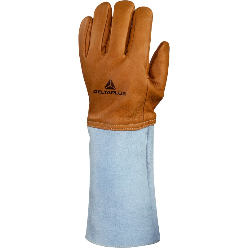 Gesneden en genaaide handschoen handpalm leder/rug leder - Rund - Lengte : 400 mm - DELTAPLUS - CRYOG