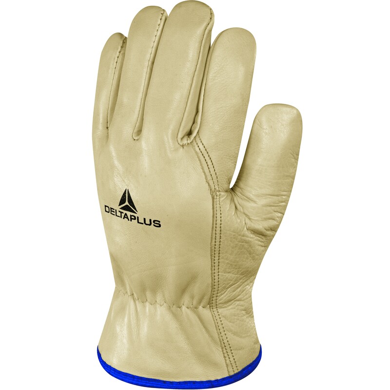 Gesneden en genaaide handschoen handpalm leder/rug leder - Rund - DELTAPLUS - FBF50