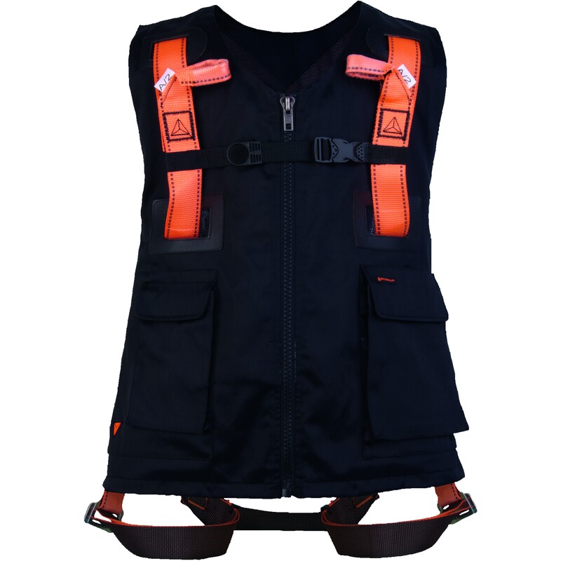 Valbeveiligingsharnas met niet te verwijderen vest - Staal, Polyester - Bevestigingspunt voor valbeveiliging: Dorsaal, Borst - DELTAPLUS - HAR12GILNO