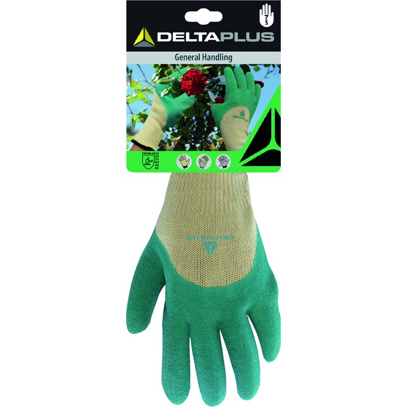 Gebreide handschoen met coating - Katoen, Polyester/katoen - Gripvaste getextureerde latex - Jauge : 10 - DELTAPLUS - DPVV831