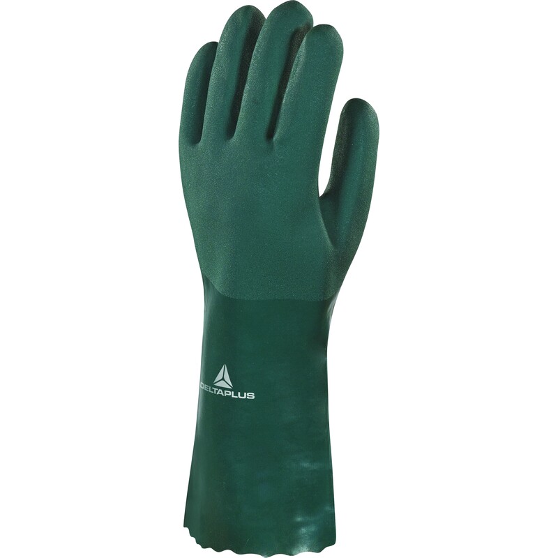 Waterdichte handschoen ondersteund - Katoen - Dubbele PVC-coating - Lengte : 350 mm - DELTAPLUS - PVCGRIP35