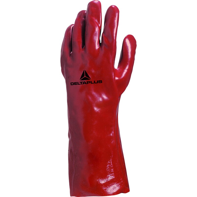 Waterdichte handschoen ondersteund - Katoen - Gladde pvc - Lengte : 350 mm - DELTAPLUS - PVC7335