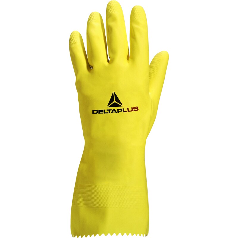 Gevlokte waterdichte handschoen niet-ondersteund - Latex met reliëfpatroon - Lengte : 300 mm - DELTAPLUS - VE240