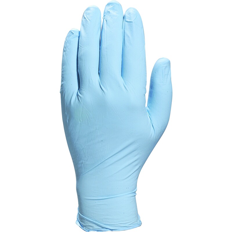 Gepoederde waterdichte wegwerphandschoen - Glad Nitril - Doos van 100 - DELTAPLUS - V1400PB100