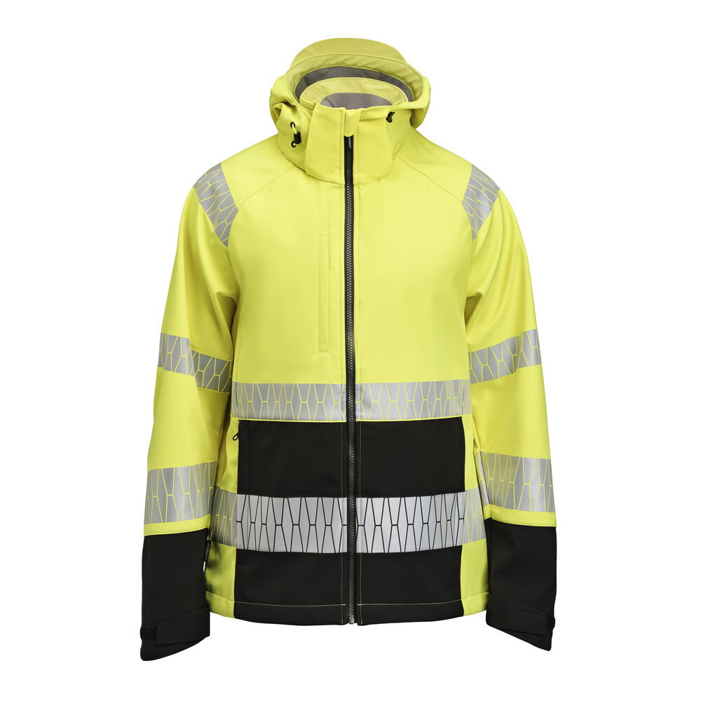 1376 softshell jas hi vis jobman jo 651376 geel zwart, xs