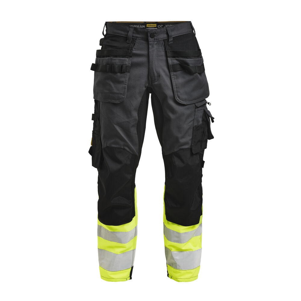 2134 hv stretch trousercore hp jobman jo 652134 donkergrijs/geel, d100