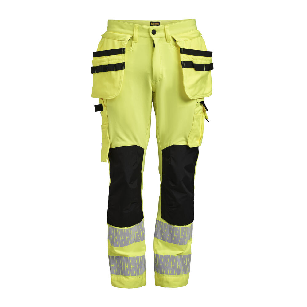2291 hi vis craftsman trousers stretch jobman jo 652291 geel zwart, d100