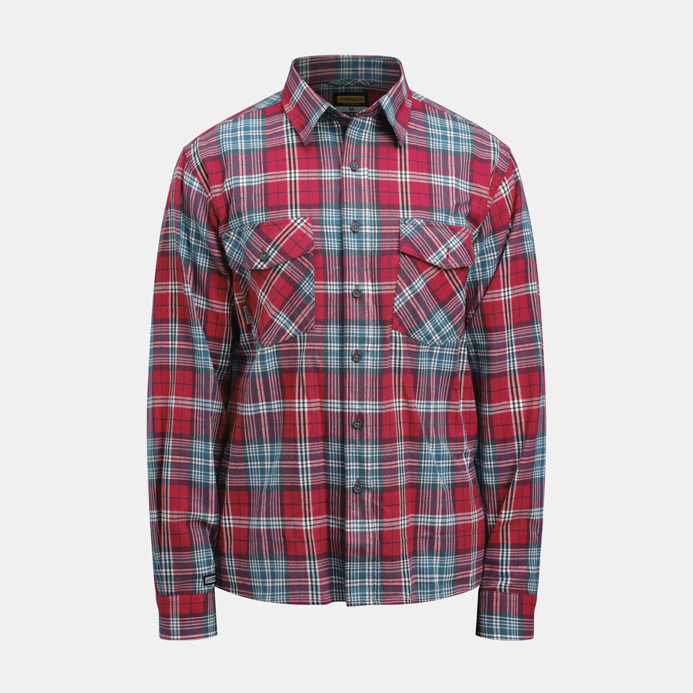 5138 flannel shirt jobman jo 655138 rood/blauw, s