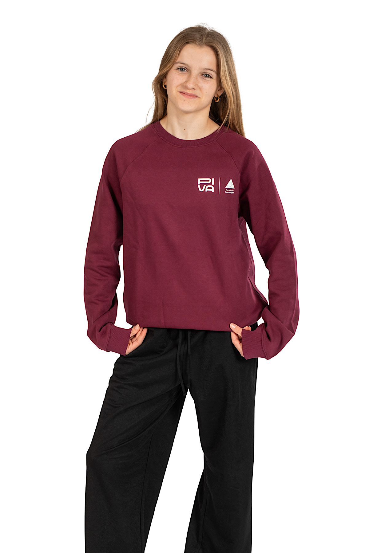 Uniseks sweater bordeaux met wit logo - PIVA - PI36