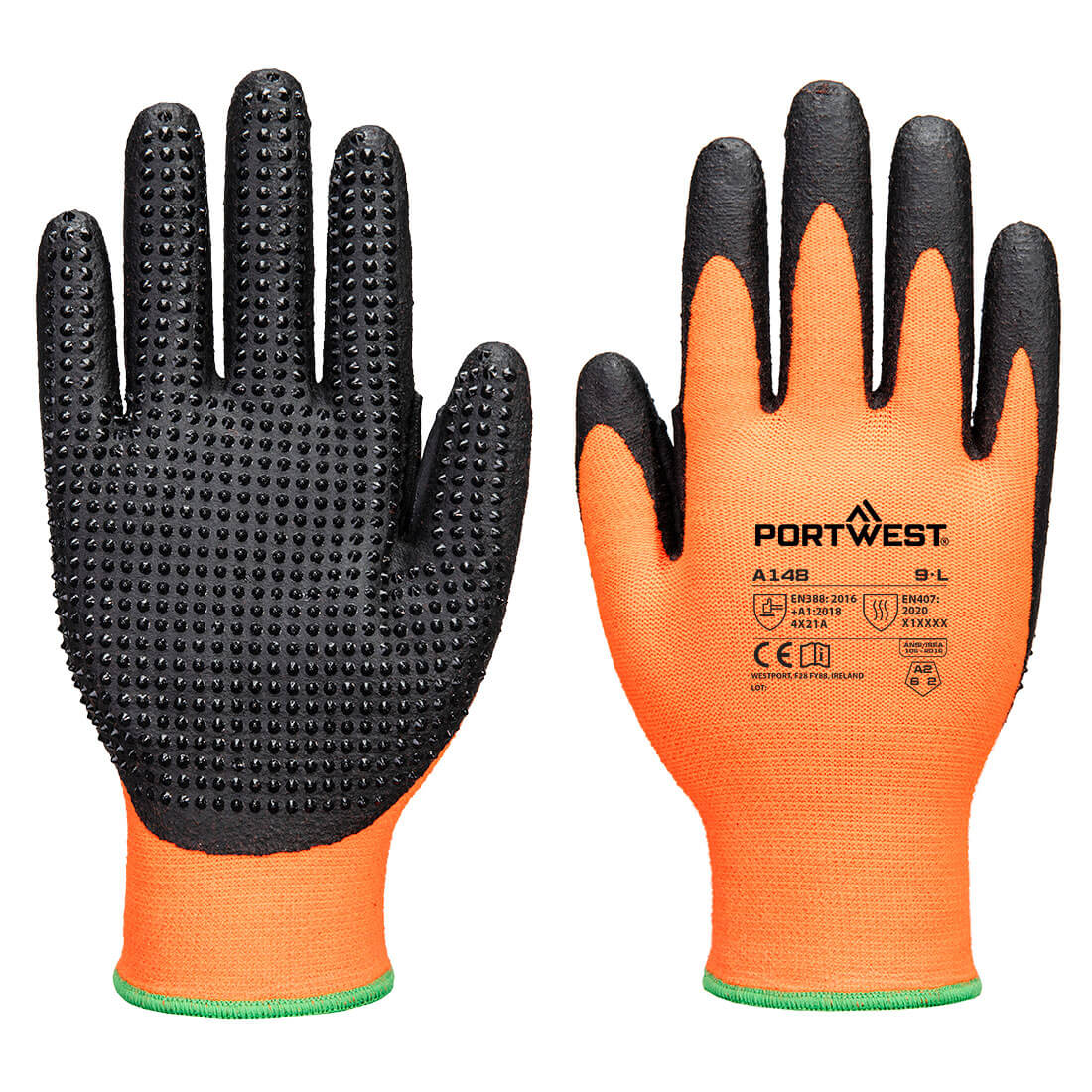 Grip 13 Nitrile High Dotted Glove - PORTWEST - A148