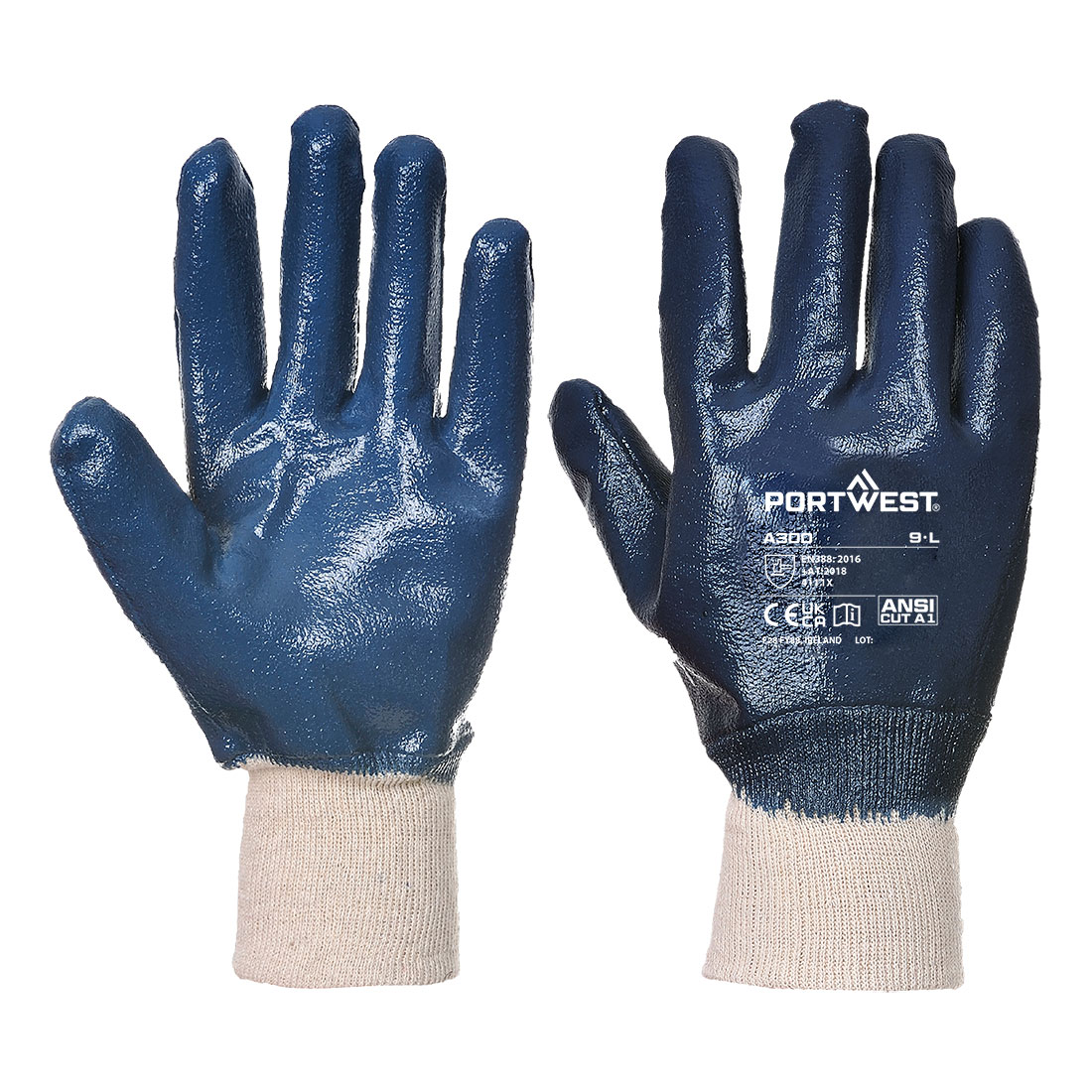 Grip 12 Nitrile Full Dp Knitwrist Glv. - PORTWEST - A300