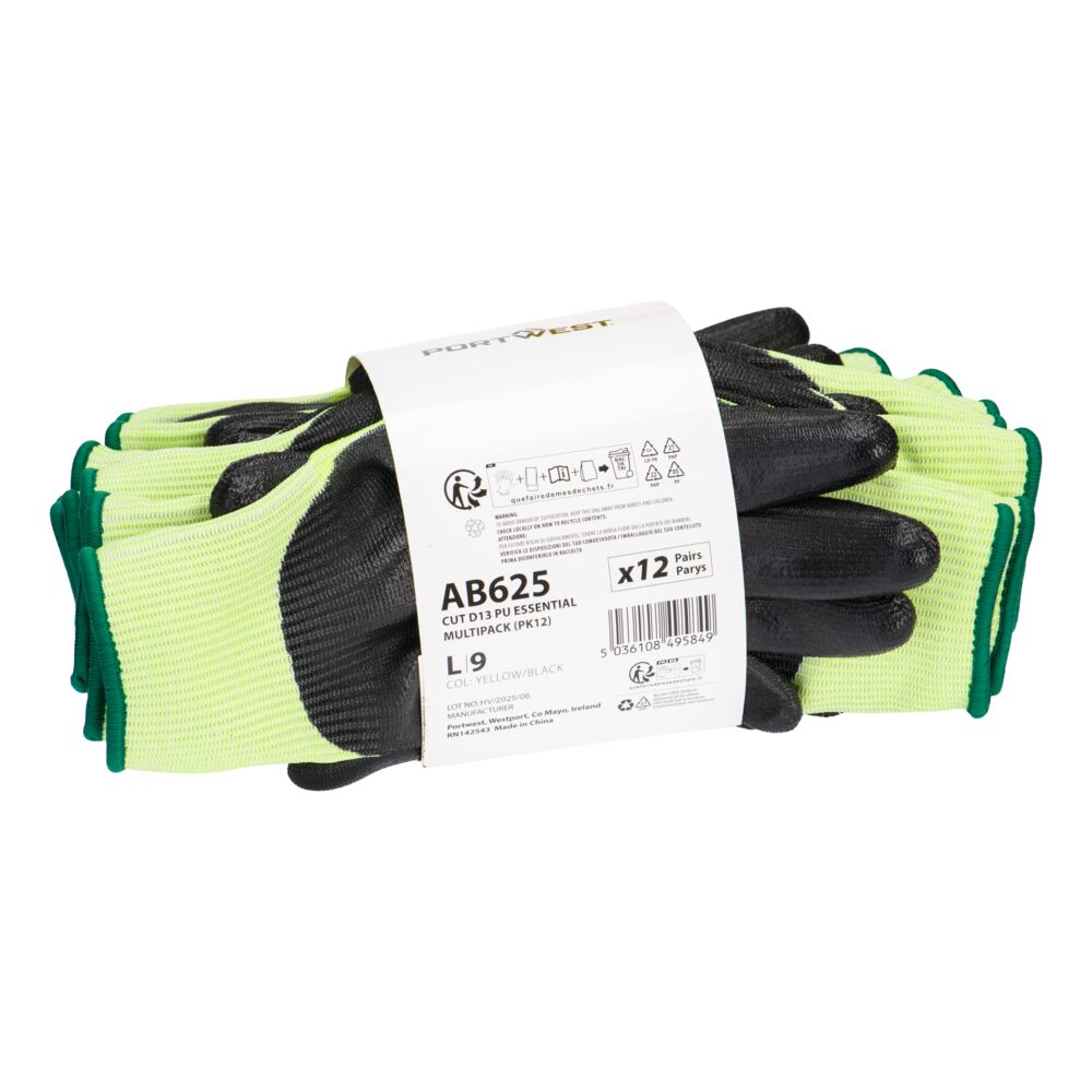 Snijklasse D13 PU Essential Handschoen in Multipack (Pk12) - PORTWEST - AB625