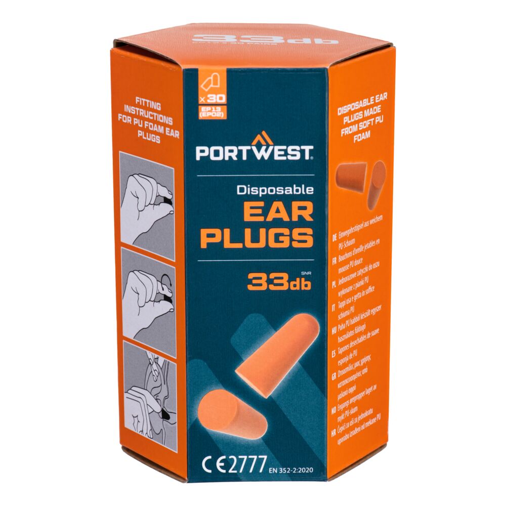 PU Foam Ear Plugs (30 Pairs) - PORTWEST - EP13
