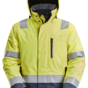 high vis waterproof 37.5® isolerend jack klasse 3 snickers workwear 1132 high vis geel, l