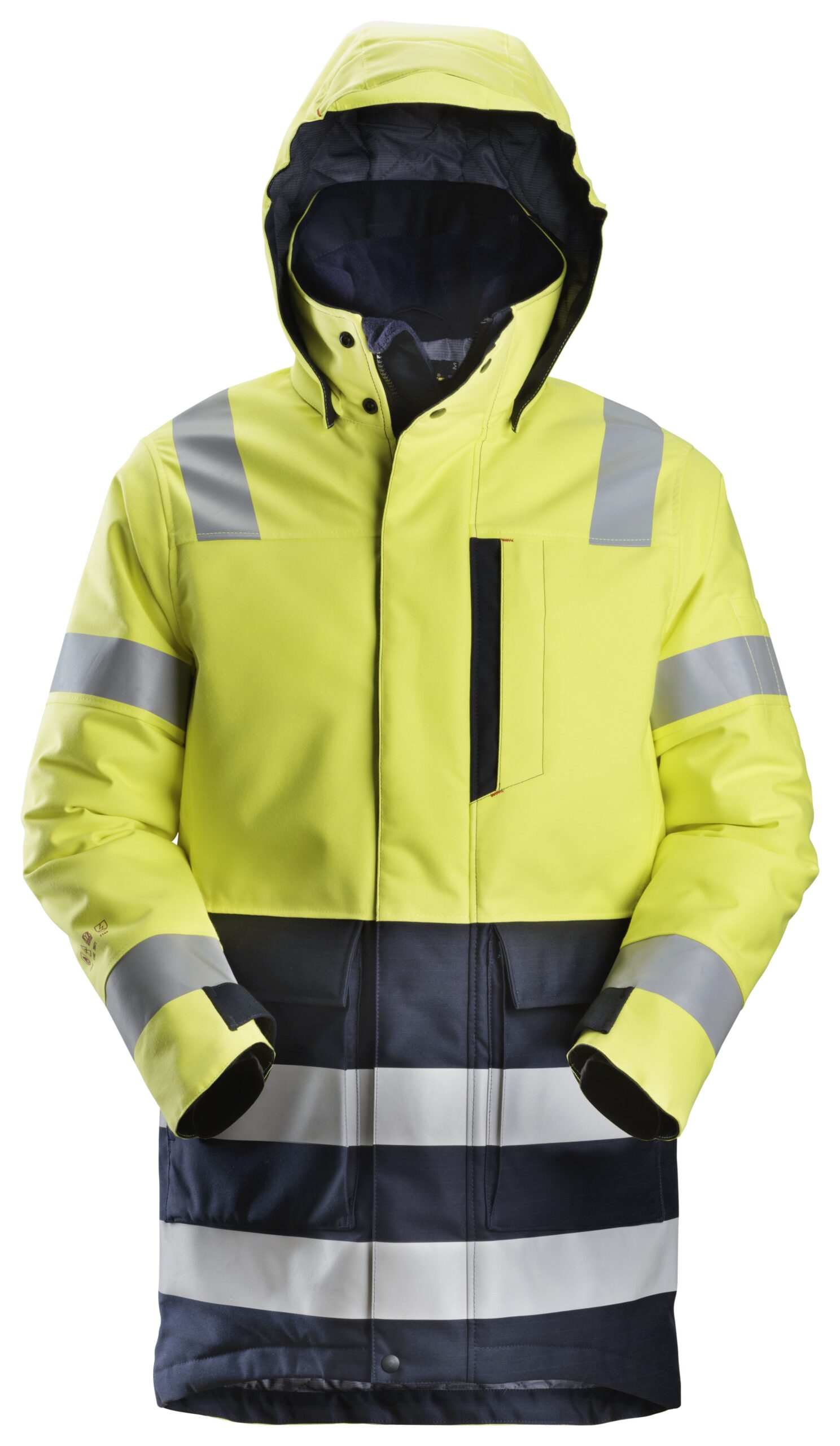protecwork, geïsoleerde parka, high vis klasse 3 snickers workwear 1860 high vis geel, xs regular