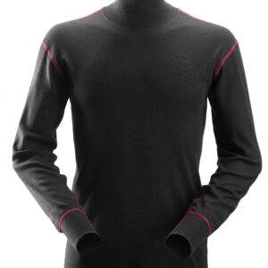 protecwork, t shirt met lange mouw en col snickers workwear 2462 zwart, xs