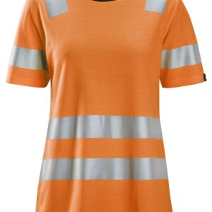 high vis, klasse 2 dames t shirt snickers workwear 2537 high vis oranje, l