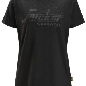 dames logo t shirt snickers workwear 2597 zwart, xs