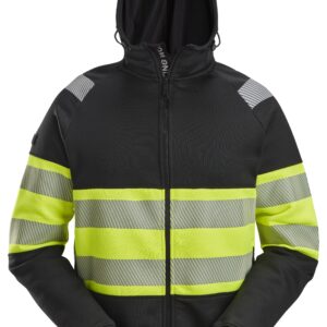 high vis klasse 1, hoodie met rits snickers workwear 2838 zwart, s
