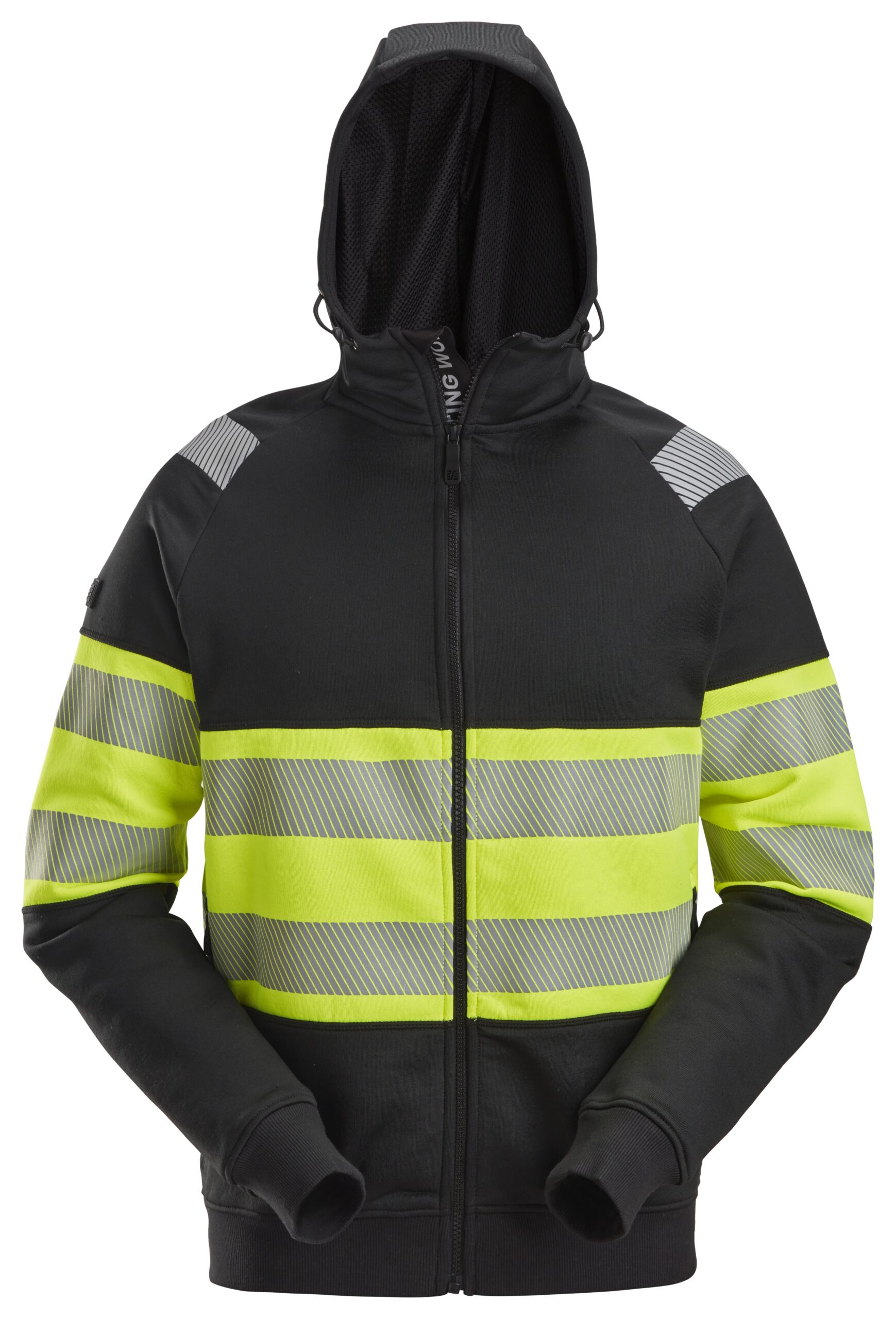 high vis klasse 1, hoodie met rits snickers workwear 2838 zwart, xs