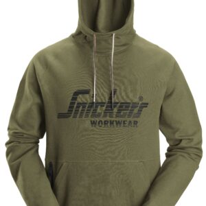 logo hoodie snickers workwear 2894 khaki groen, 3xl