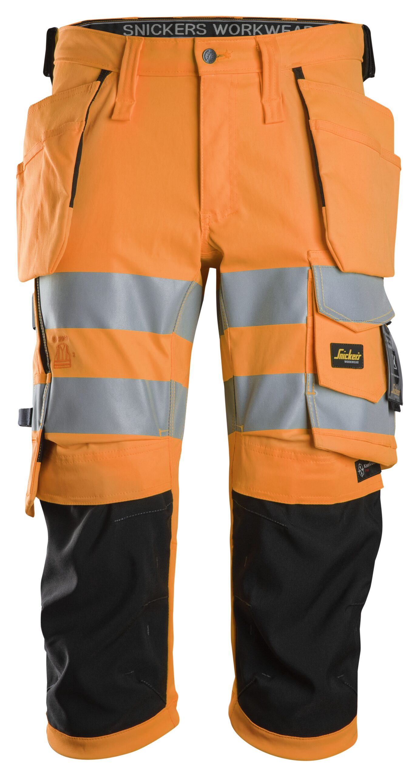 high vis klasse 1/2 stretch pirate werkbroek met holsterzakken snickers workwear 6138 high vis oranje, 44