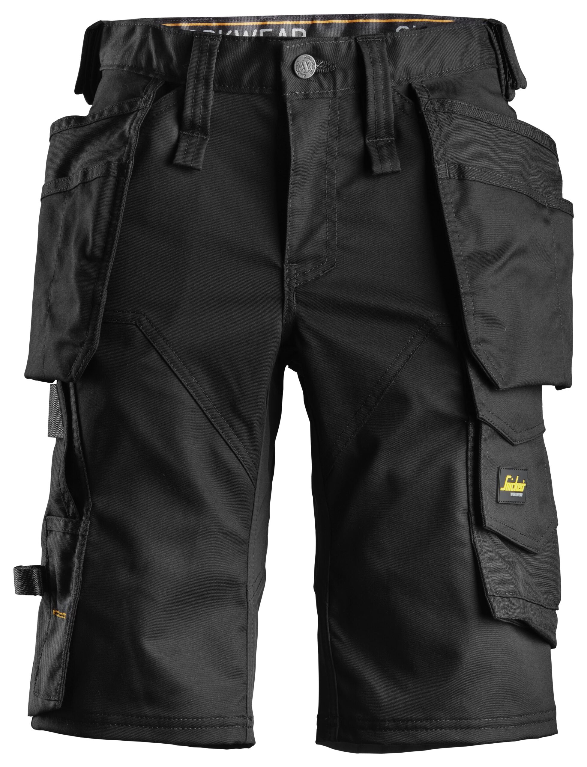 allroundwork, dames stretch korte werkbroek met holsterzakken snickers workwear 6147 zwart, 32