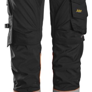 high vis, klasse 1 stretchwerkbroek met holsterzakken snickers workwear 6234 zwart, 124