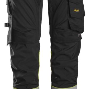 high vis, klasse 1 stretchwerkbroek met holsterzakken snickers workwear 6234 zwart, 154