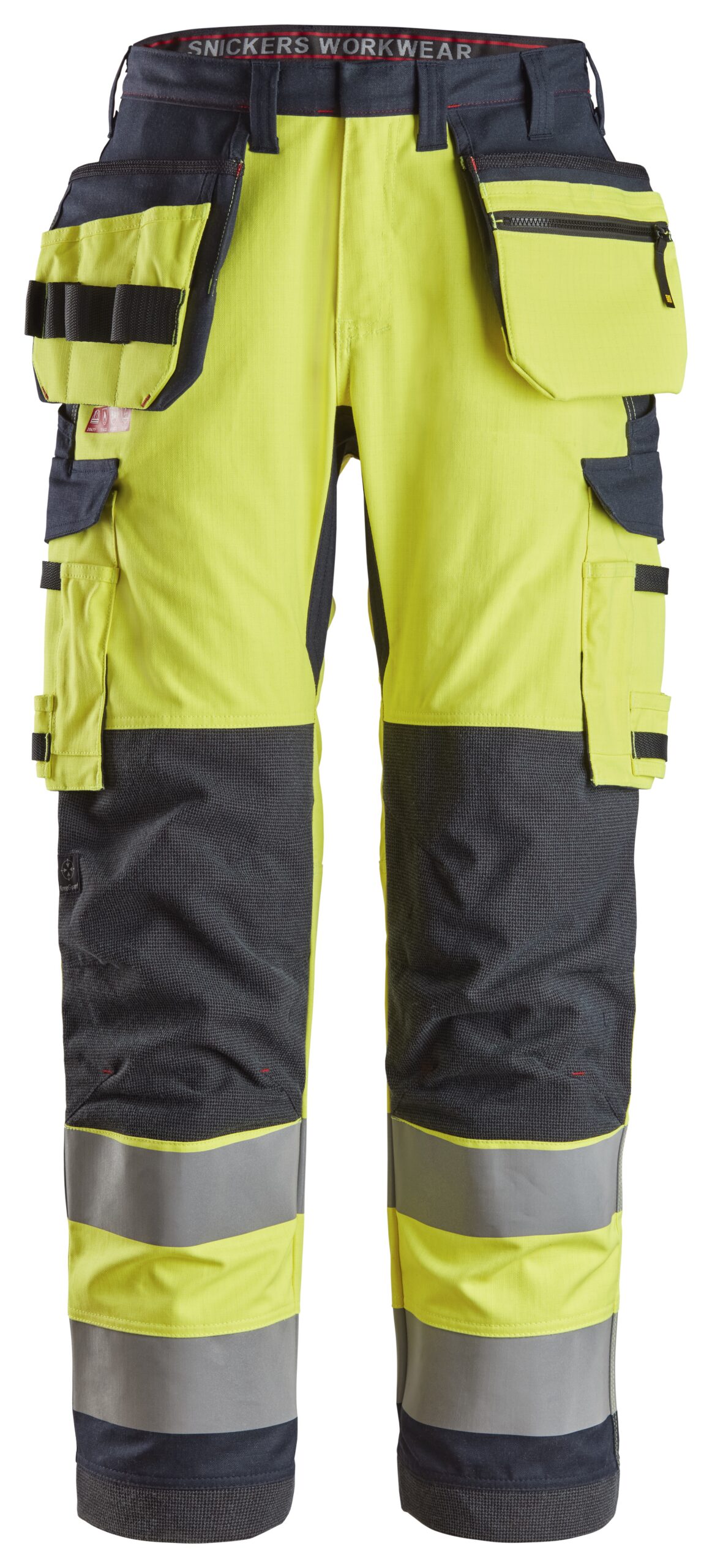 protecwork, werkbroek met holsterzakken en symmetrische zakken, high vis klasse 2 snickers workwear 6261 high vis geel, 44