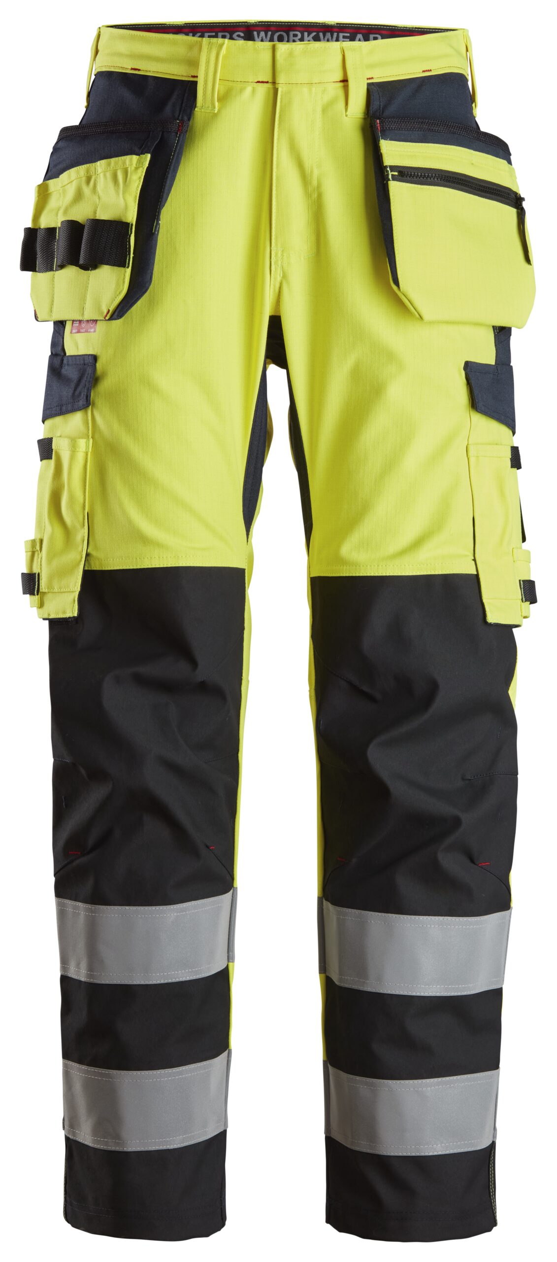 protecwork, werkbroek met scheenbeen versterking, holsterzakken high vis klasse 2 snickers workwear 6264 high vis geel, 44
