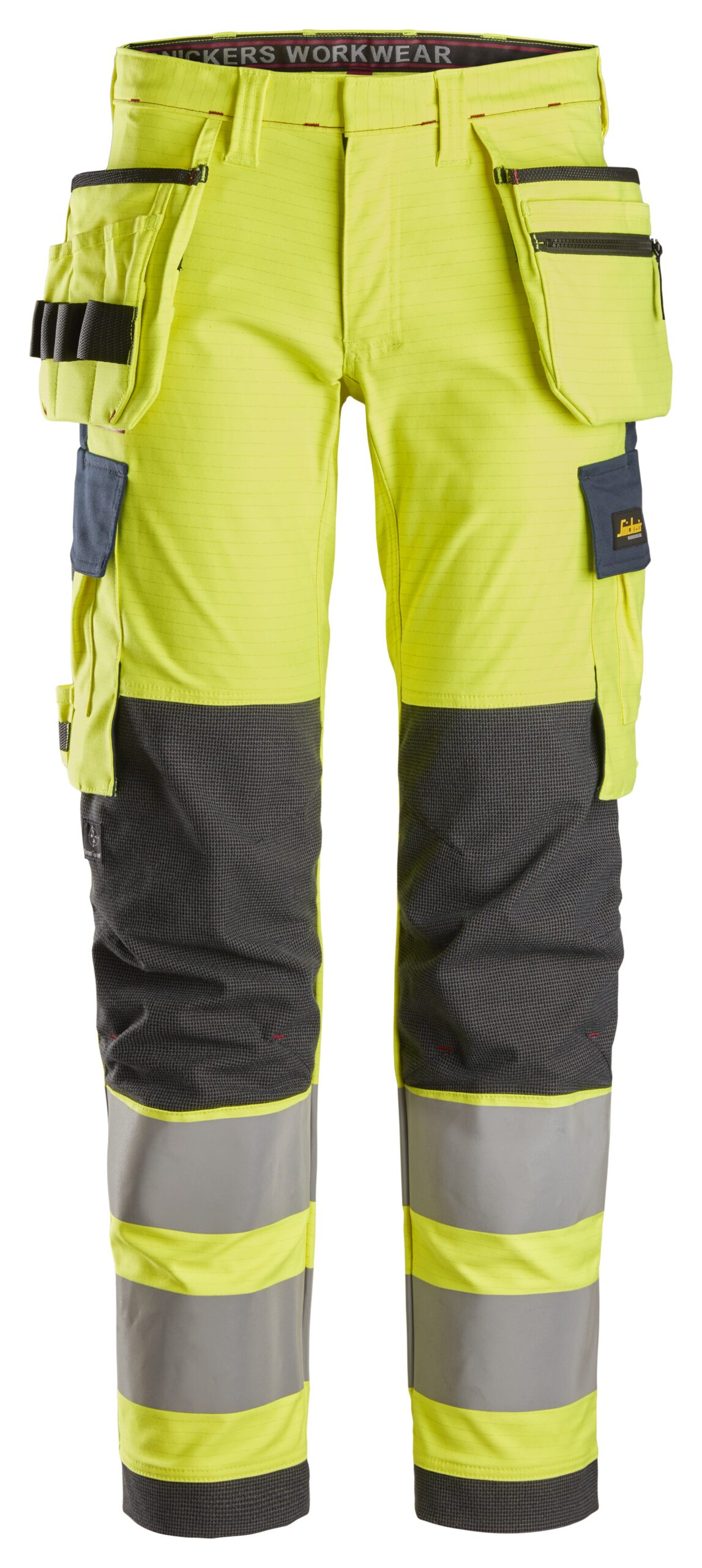 protecwork, stretch werkbroek met holsterzakken, high vis klasse 2 snickers workwear 6268 high vis geel, 44