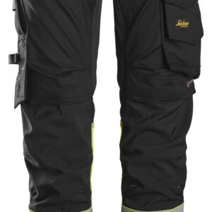 high vis, klasse 1 stretch werkbroek snickers workwear 6334 zwart, 88