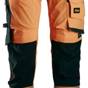 high vis, klasse 2 stretch werkbroek snickers workwear 6343 high vis oranje, 158