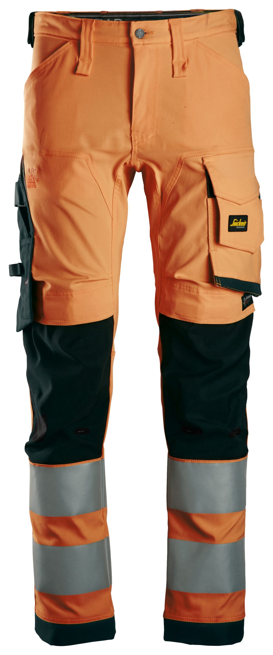 high vis, klasse 2 stretch werkbroek snickers workwear 6343 high vis oranje, 44