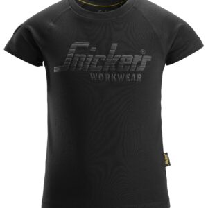 junior logo t shirt snickers workwear 7514 zwart, 98/104