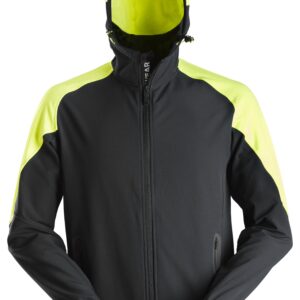 neon hoodie met rits snickers workwear 8025 zwart, xs