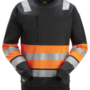 high vis klasse 1, sweatshirt snickers workwear 8031 zwart, xs