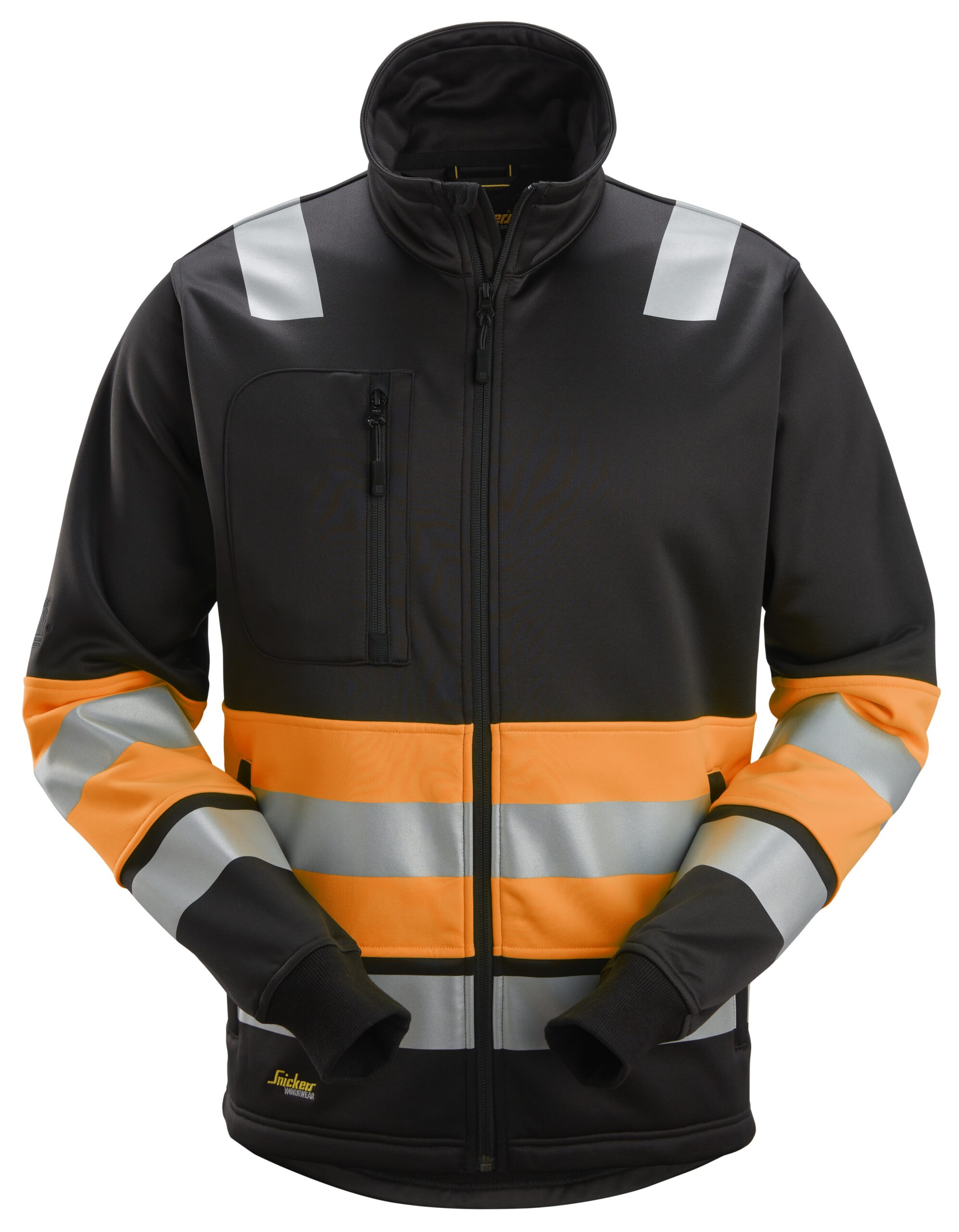 high vis klasse 1, jack met rits snickers workwear 8034 zwart, xs