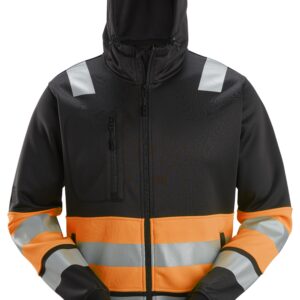 high vis klasse 1, hoodie met rits snickers workwear 8038 zwart, xs
