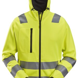 allroundwork, high vis hoodie met rits klasse 2/3 snickers workwear 8039 high vis geel, 3xl