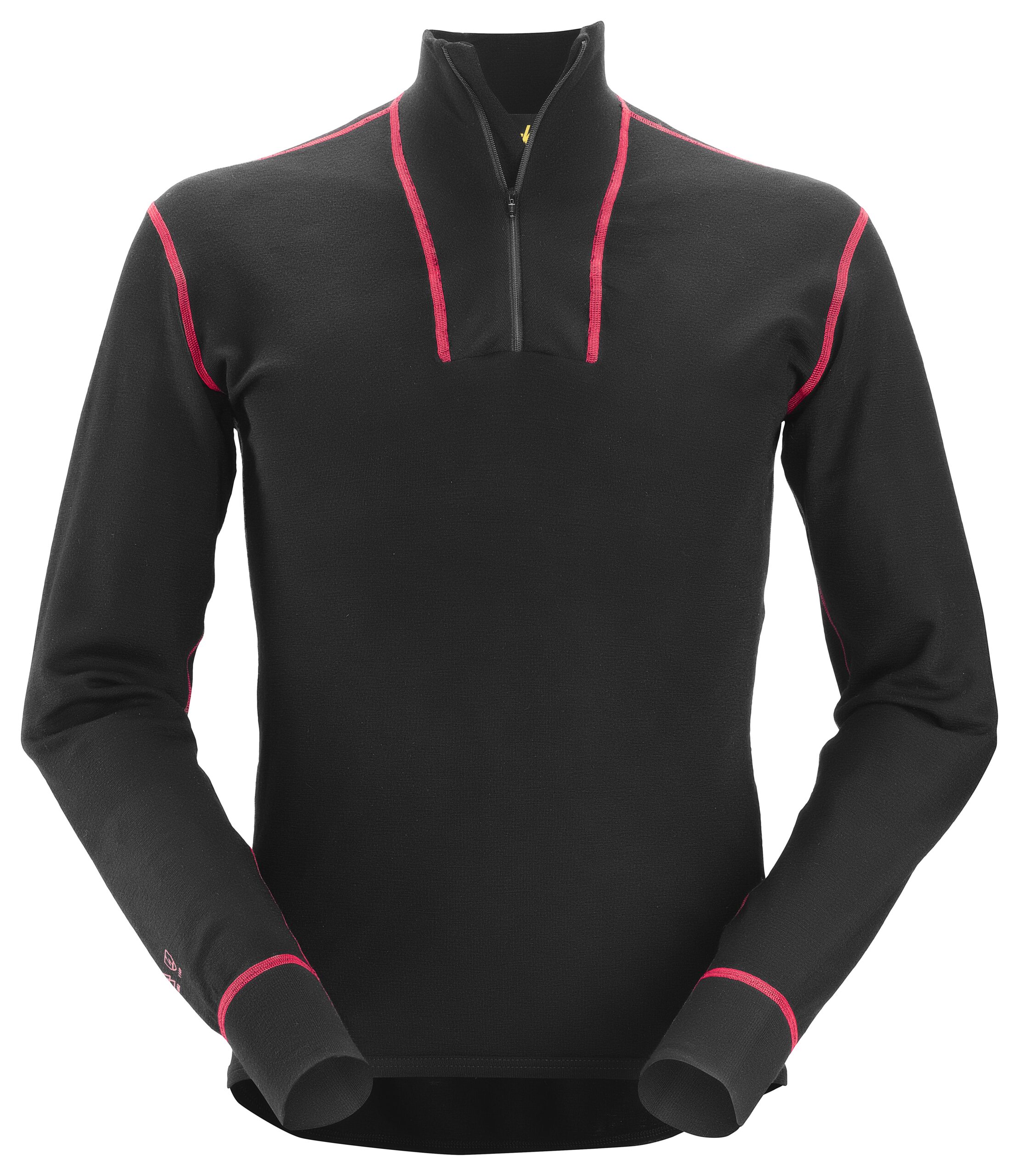 protecwork, wollen shirt met lange mouwen en rits snickers workwear 9462 zwart, xs